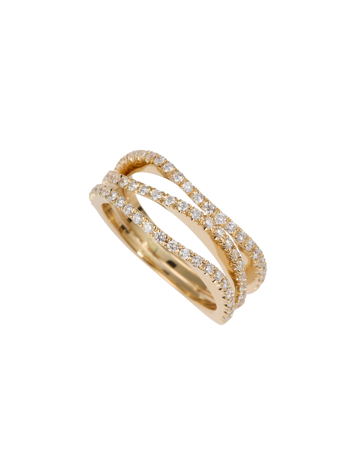 Waves ring in 18k yellow gold with 0,63ct diamond