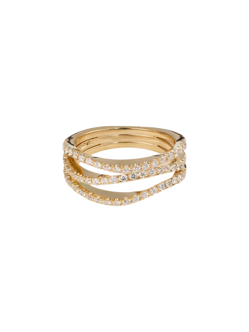 Waves ring in 18k yellow gold with 0,63ct diamond photo