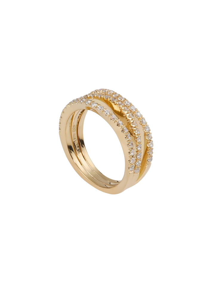 Waves ring in 18k yellow gold with 0,63ct diamond