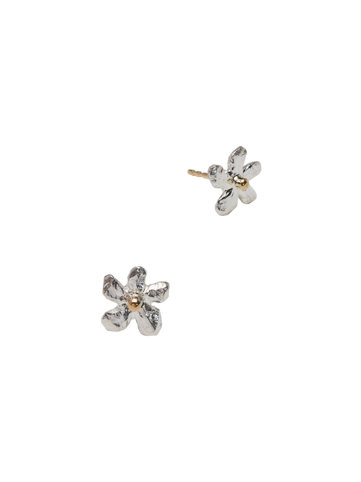 Ringo flower earrings in silver and 18k yellow gold photo