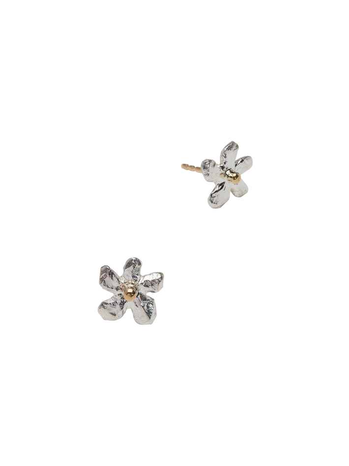 Ringo flower earrings in silver and 18k yellow gold