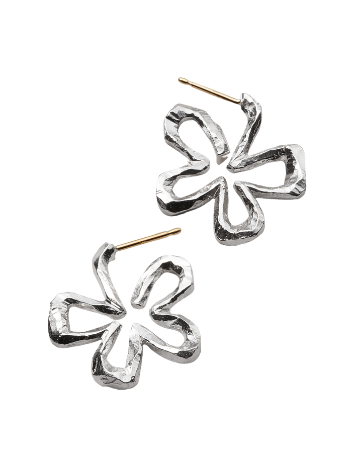 Swedish summer earrings in silver and 18k yellow gold