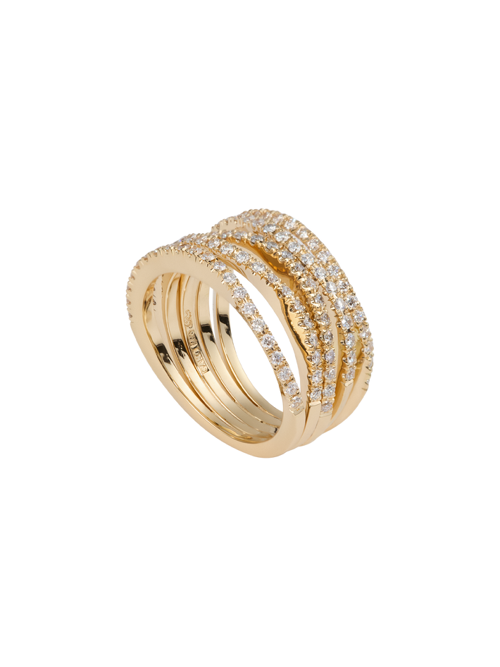 Waves ocean ring in 18k yellow gold with 1,05ct diamond