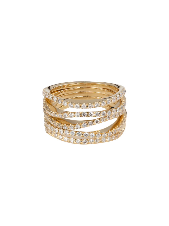 Waves ocean ring in 18k yellow gold with 1,05ct diamond