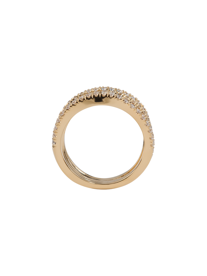 Waves ocean ring in 18k yellow gold with 1,05ct diamond