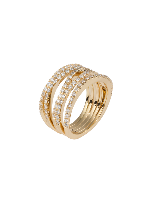 Waves ocean ring in 18k yellow gold with 1,05ct diamond photo