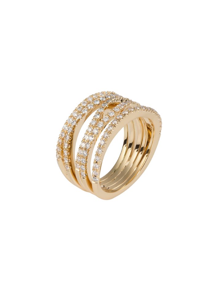 Waves ocean ring in 18k yellow gold with 1,05ct diamond