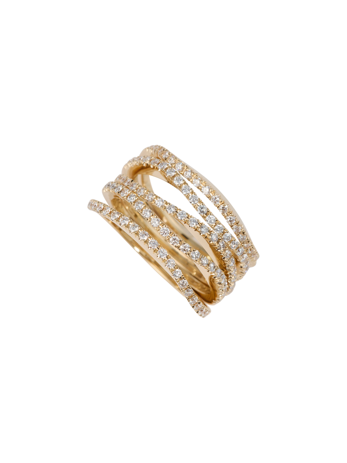 Waves ocean ring in 18k yellow gold with 1,05ct diamond