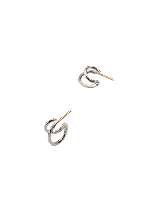 Ringo double creol in earrings in silver and 18k yellow gold photo