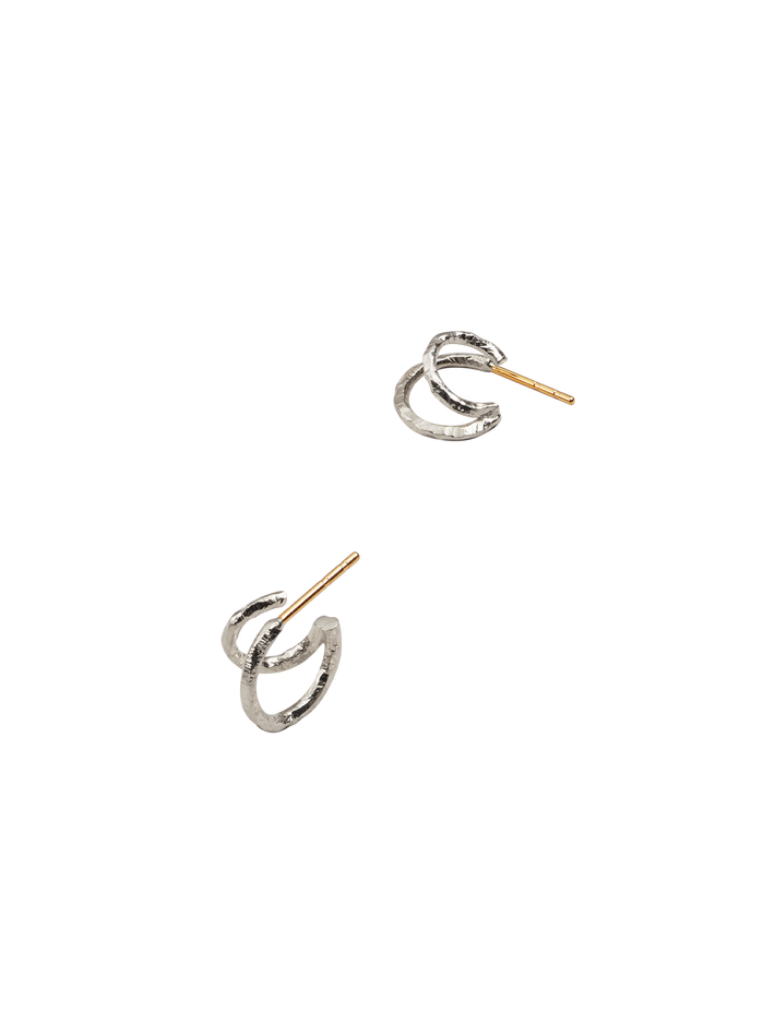 Ringo double creol in earrings in silver and 18k yellow gold