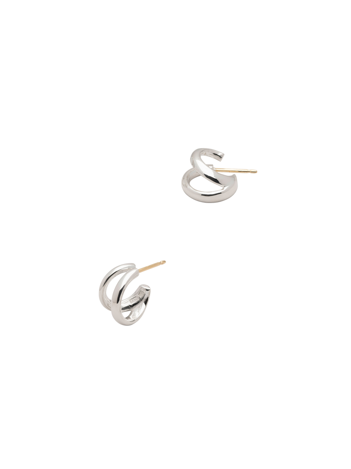 Sinne double creol earrings in silver and 18k yellow gold