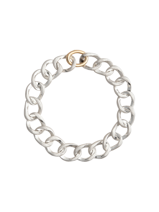 Lenk bracelet in silver with lock in 18k yellow gold photo