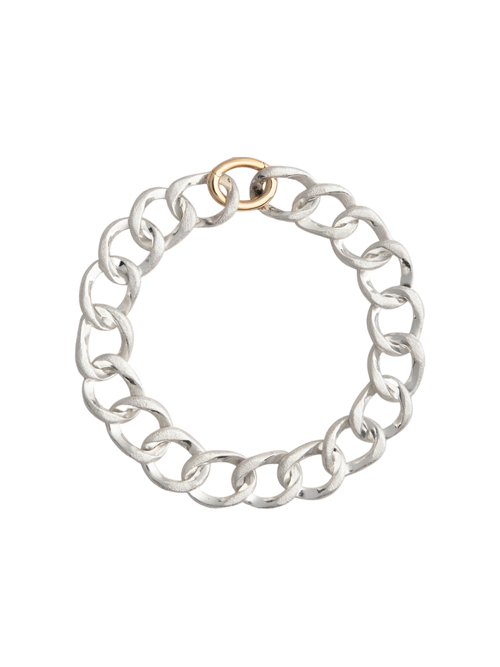 Lenk bracelet in silver with lock in 18k yellow gold