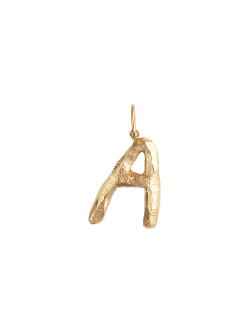 Large Alfa letter pendant a in 18k yellow gold photo