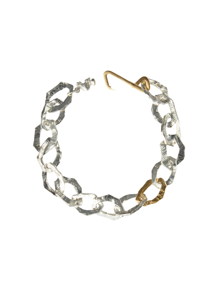 Grim large bracelet with gold link in silver and 18k yellow gold