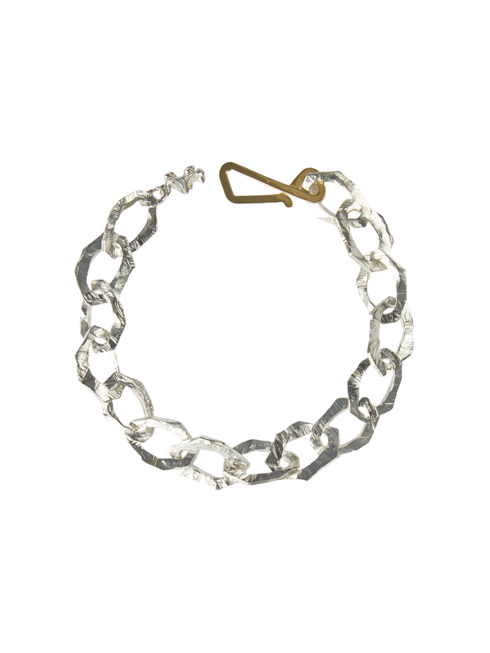 Grim large bracelet in silver and 18k yellow gold