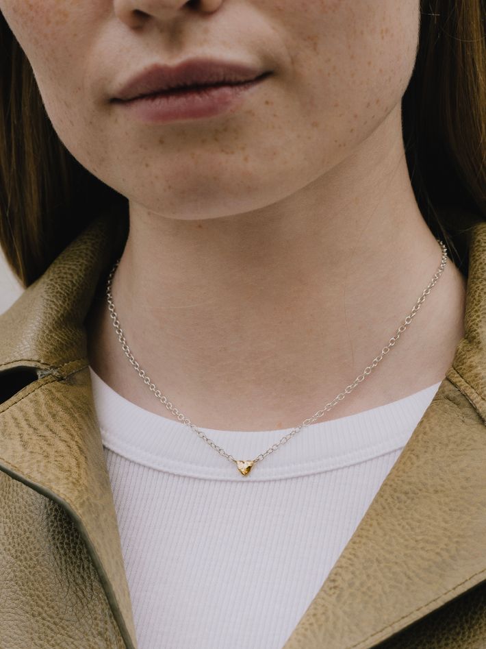 Lucky heart necklace in silver and 18k yellow gold