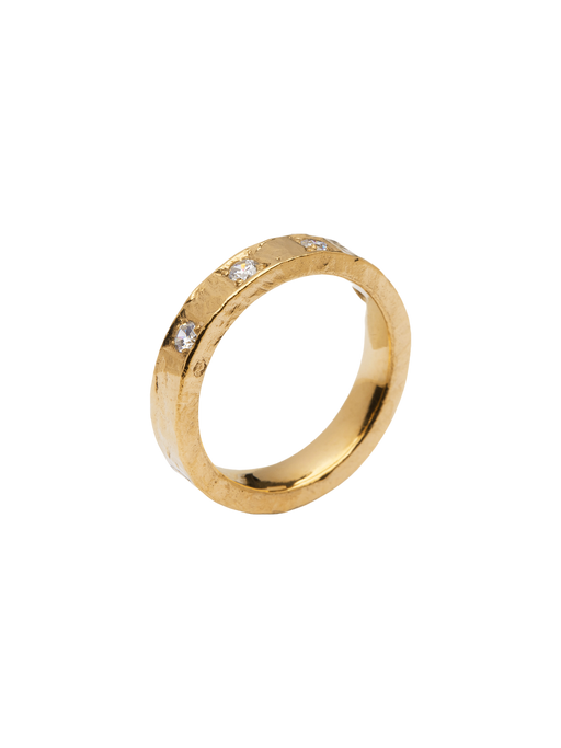 Rock low eternity ring in 18k yellow gold with 0,24ct diamond photo