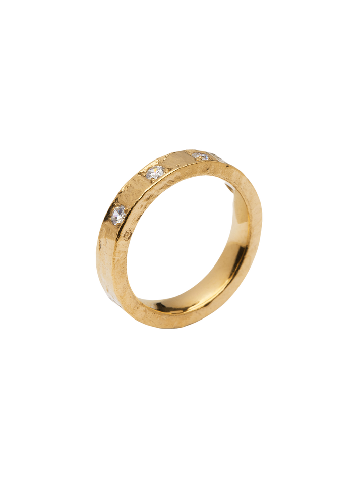 Rock low eternity ring in 18k yellow gold with 0,24ct diamond