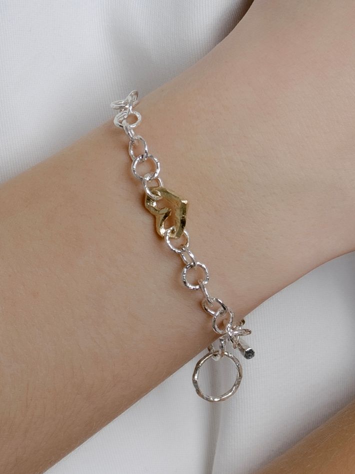 Ringo mini heart bracelet in silver and 18k yellow gold