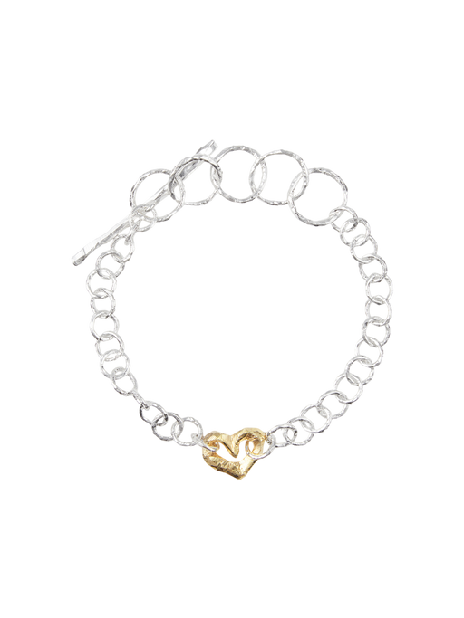 Ringo mini heart bracelet in silver and 18k yellow gold photo