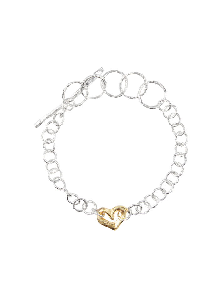 Ringo mini heart bracelet in silver and 18k yellow gold