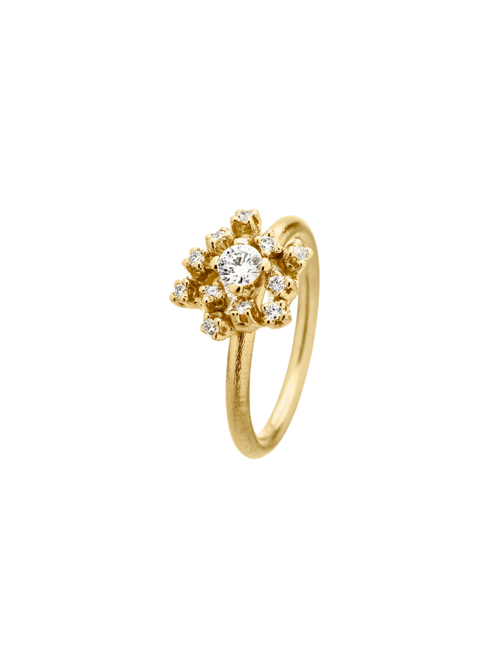 Frosty halo ring ring in 18k yellow gold with 0,36ct diamond