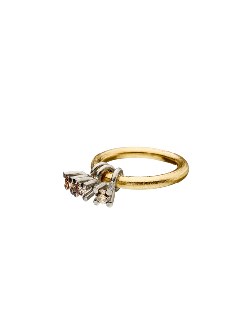 Belle ring in 18k yellow and white gold with 0.60ct coffee diamond photo