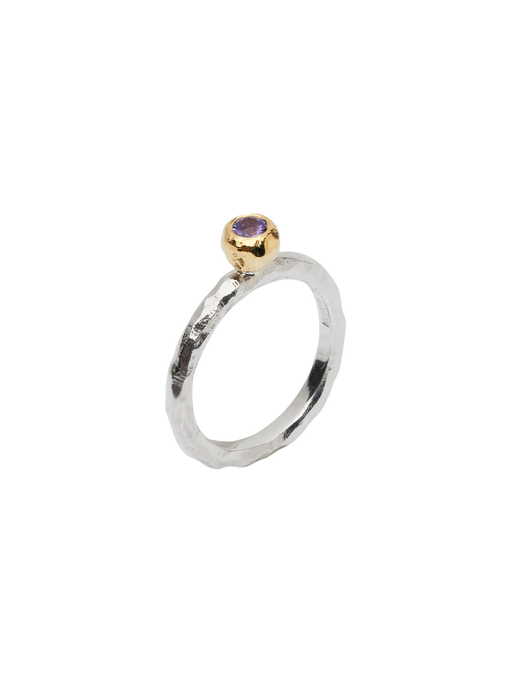 Ringo kula ring in silver and 18k yellow gold with violet sapphire 0.20ct photo