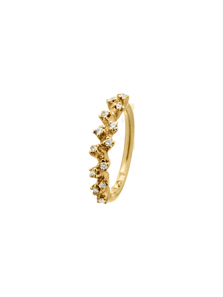 Frosty half eternity ring in 18k yellow gold with 0,21ct diamond