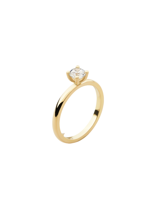 Soft solitaire ring in 18k yellow gold with 0,50ct diamond photo