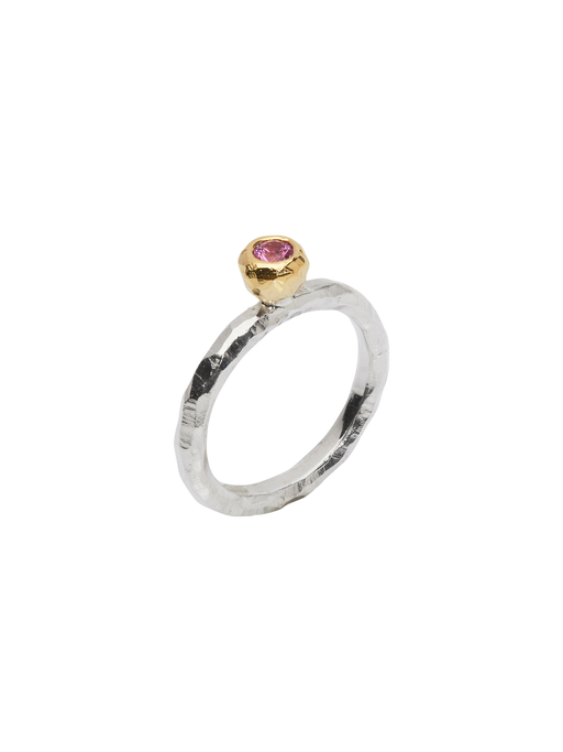 Ringo kula ring in silver and 18k yellow gold with pink sapphire 0.20ct photo