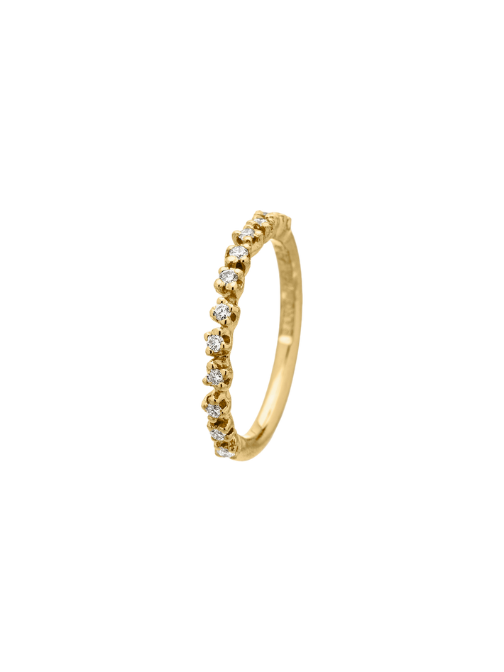 Frosty half eternity, low set ring in 18k yellow gold with 0,18ct diamond