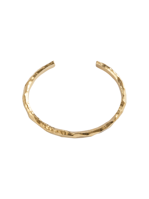 Rock open bangle in 18k yellow gold photo