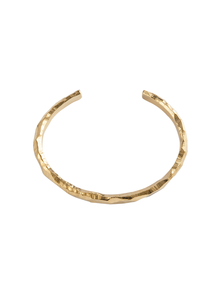 Rock open bangle in 18k yellow gold