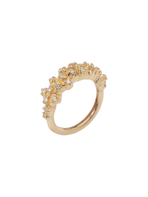 Frosty ring in 18k yellow gold with 0,36ct diamond photo