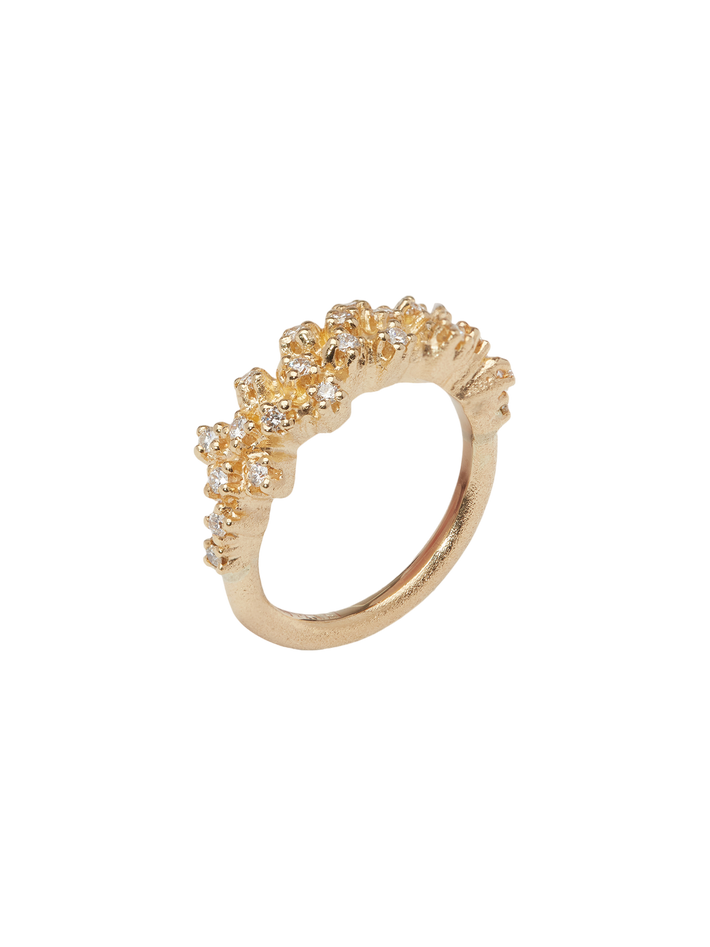 Frosty ring in 18k yellow gold with 0,36ct diamond