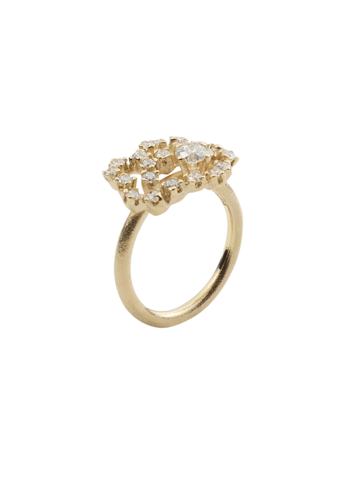 Frosty vortex - ring in 18k yellow gold with 0,96ct diamond (1x0,30+21x0,03), 2 mm photo