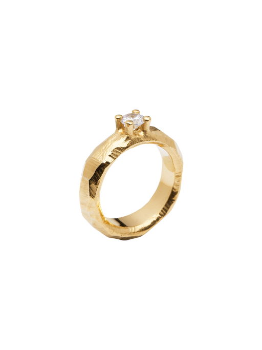 Mouse solitaire ring in 18k yellow gold with 0,40ct diamond photo