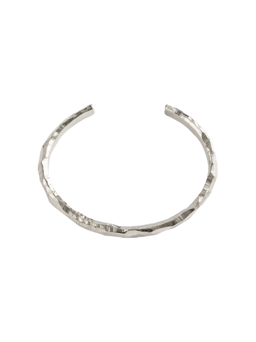 Rock open bangle in silver photo