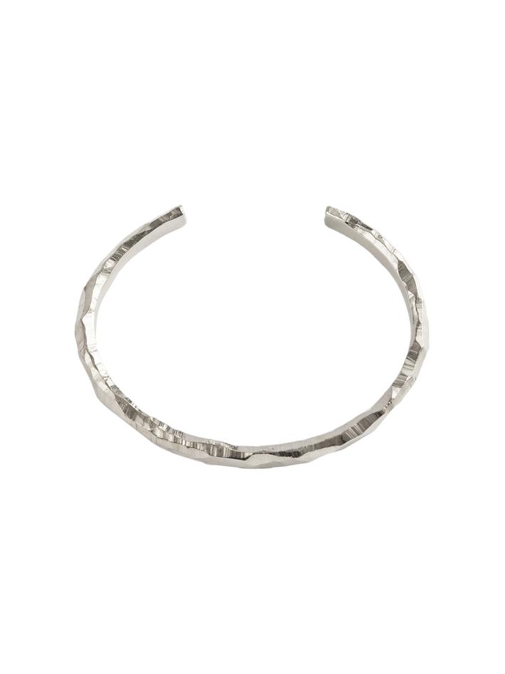 Rock open bangle in silver