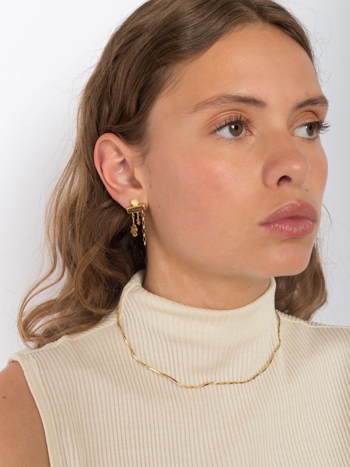 Holiday tourmaline and sapphire bead earring