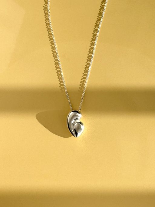 Mother's heart pendant in silver - large photo