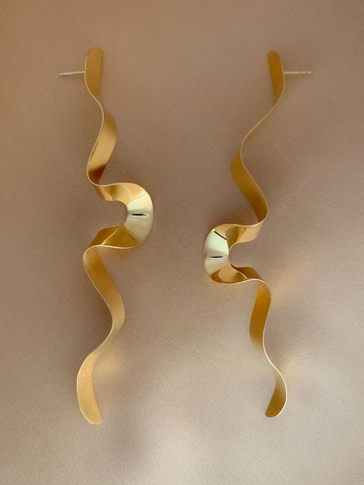 Serpentine earrings in gold vermeil