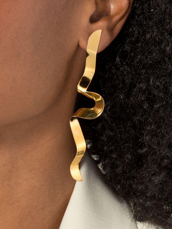 Serpentine earrings in gold vermeil