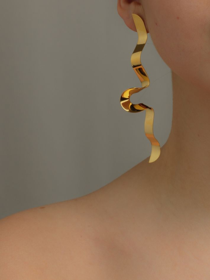 Serpentine earrings in gold vermeil