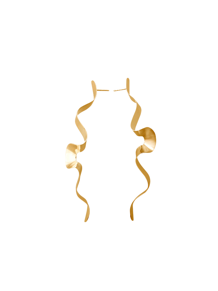 Serpentine earrings in gold vermeil