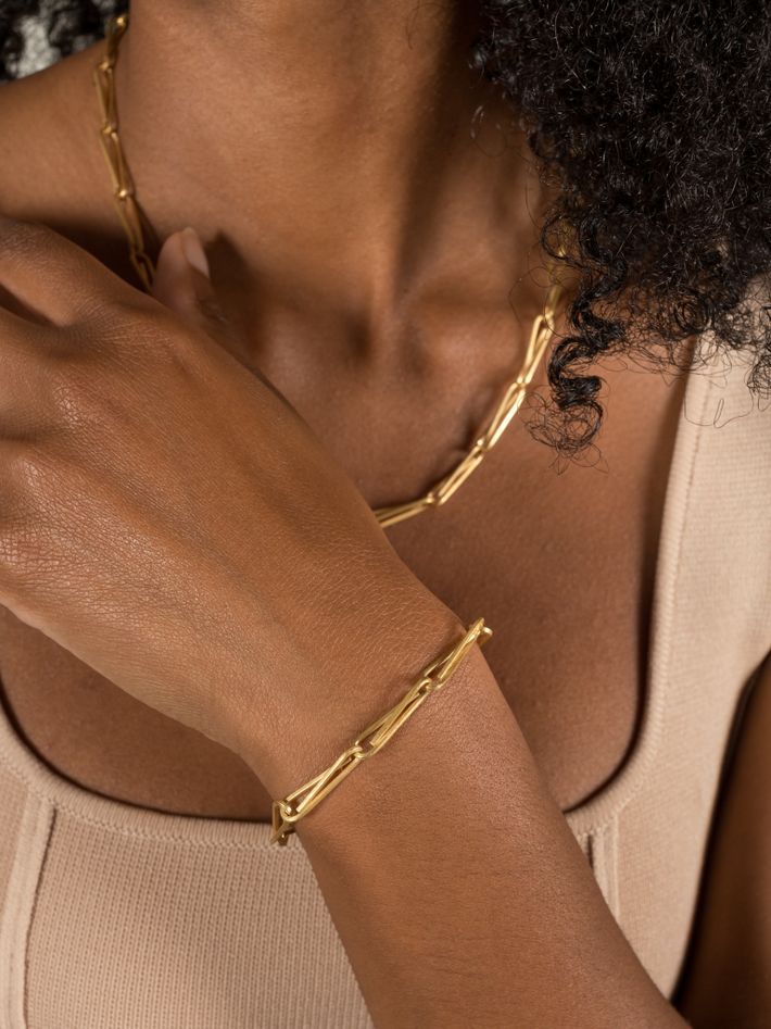 Ivy Name Paperclip Chain Bracelet - Gold Vermeil