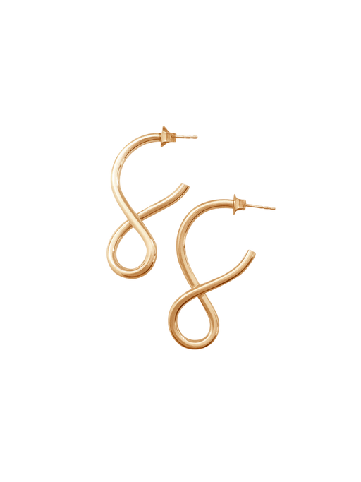 Shape i earrings in gold vermeil photo