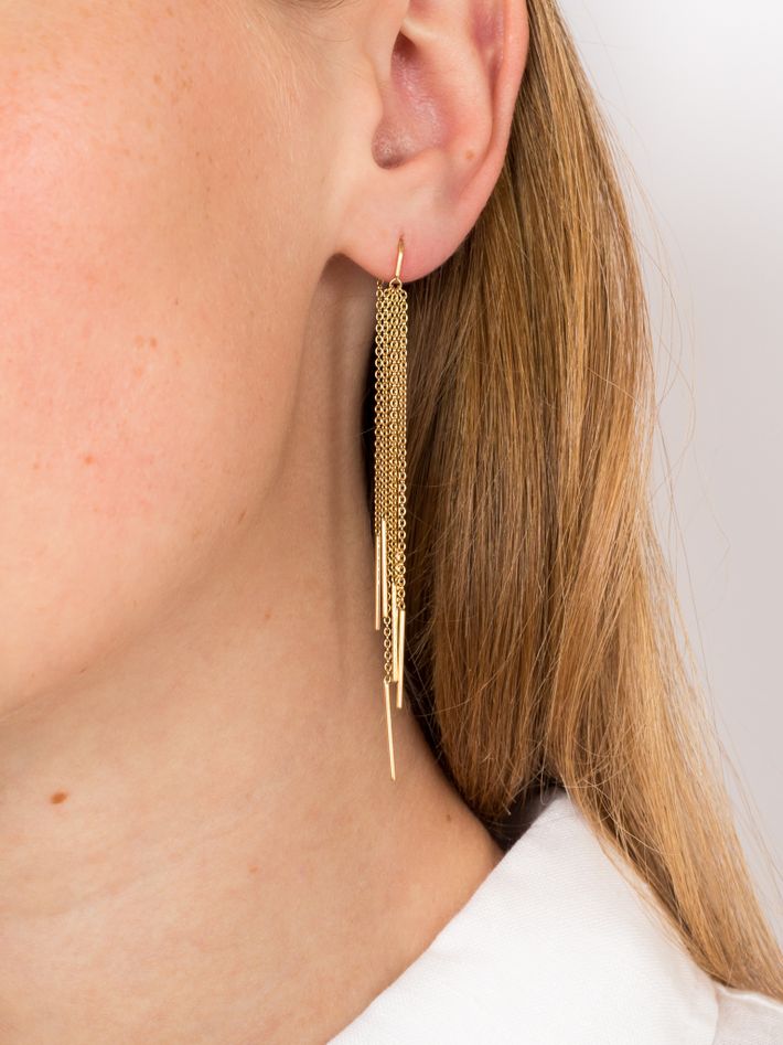 Multi chain pull through earrings